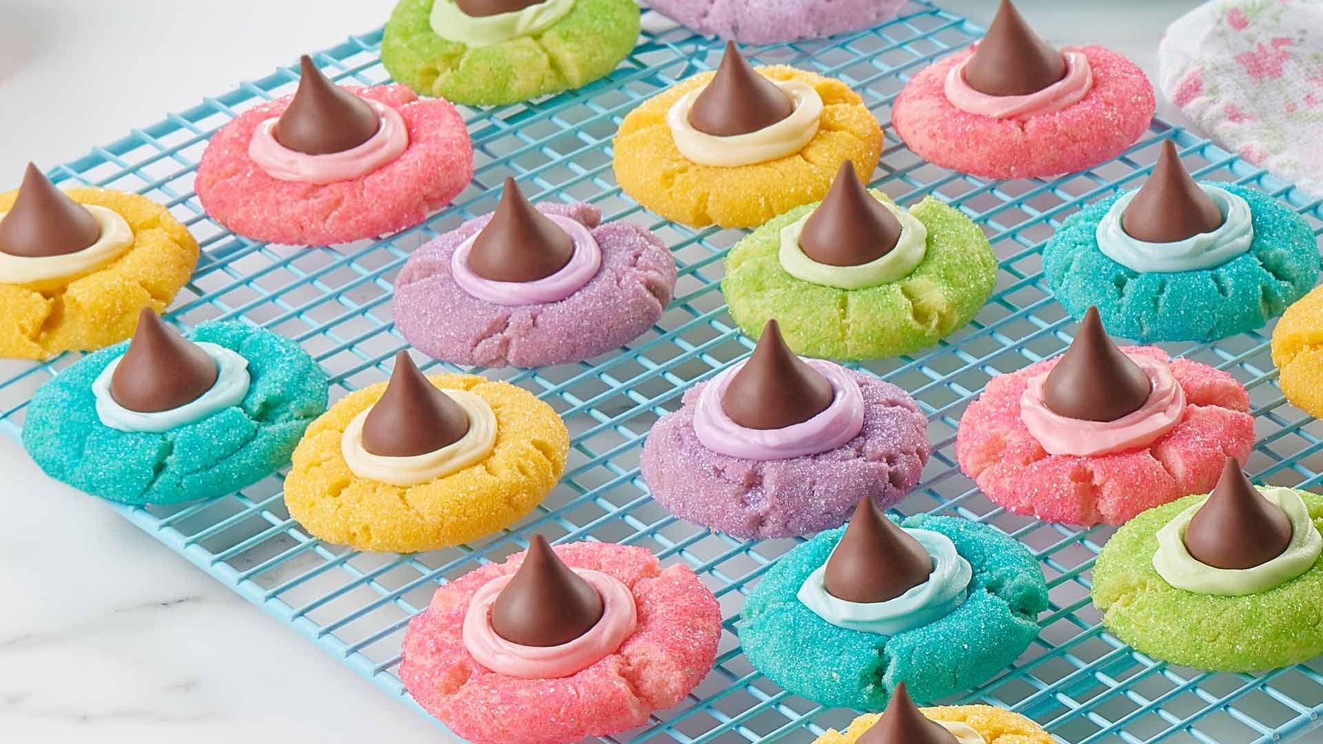 HERSHEY'S KISSES Springtime Thumbprint Cookies